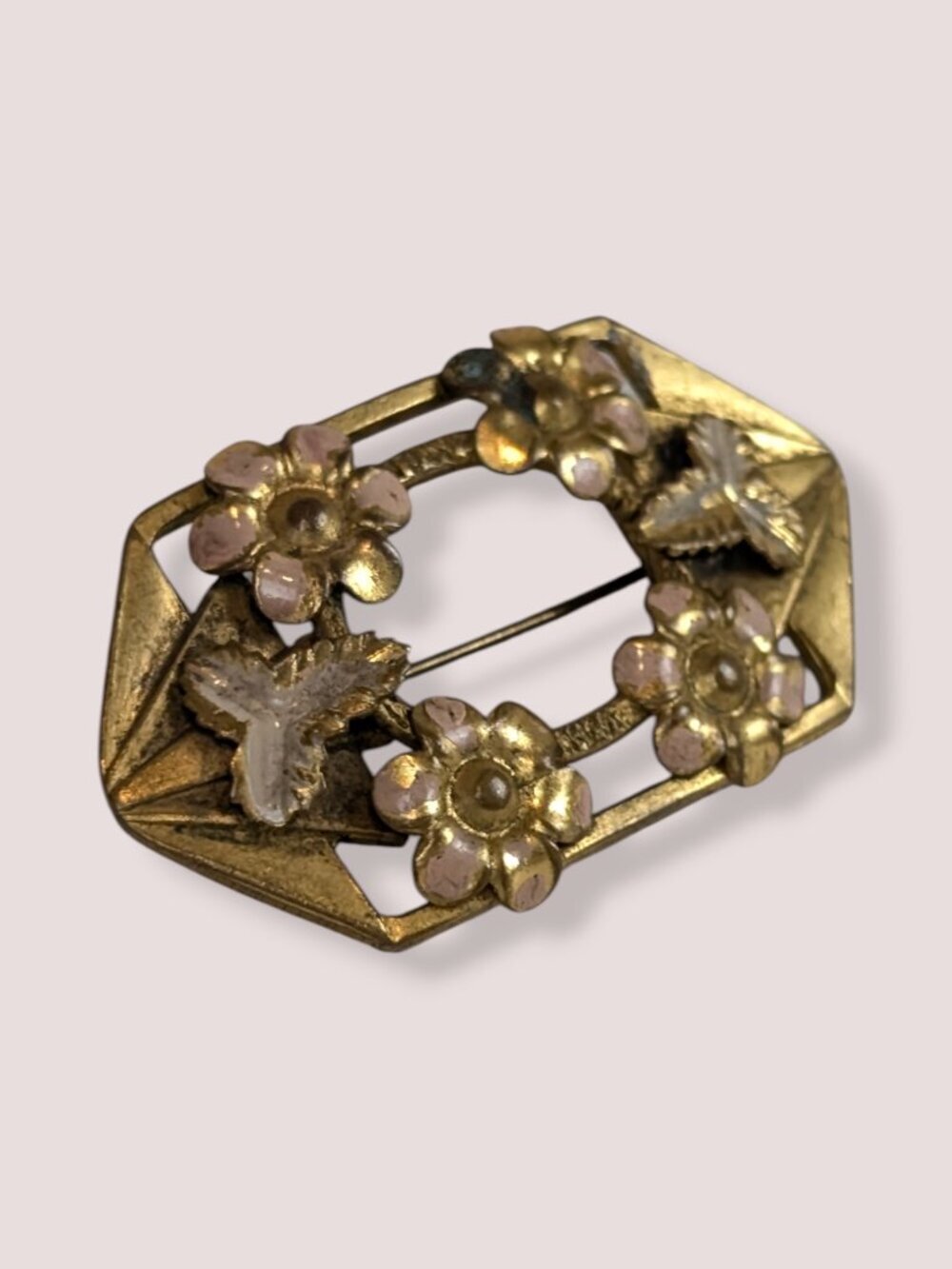 Vintage Geometric Floral Brooch - Picture 2 of 6